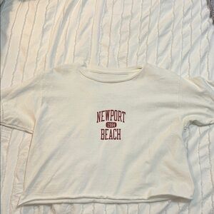 Brandy Melville Cream Cropped Short Sleeve Tee